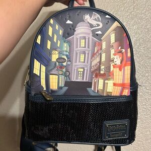Loungefly Harry Potter Diagon Alley Backpack - Blue and Multicolor